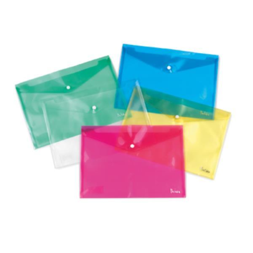 PLASTIDEA BUSTE CON BOTTONE IN PP 300X220 A4 COLORI ASSORTITI CONF 10 Pz.